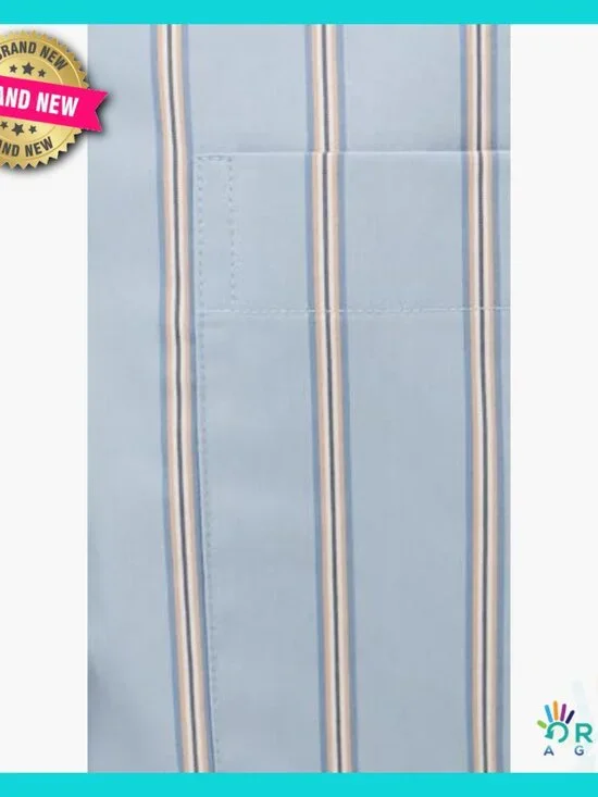 Classic Stripe Button Down Shirt Elegant Preppy Chic Workwear Blouse - Picture 6 of 6